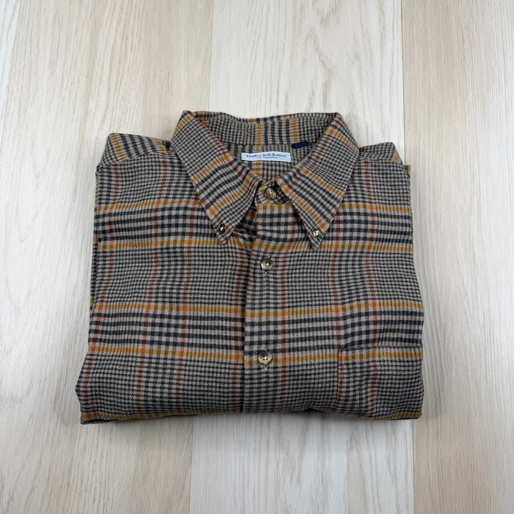 Bullock & Jones Mens Multicolor Glen Plaid Check Button Down Shirt Size 2XL